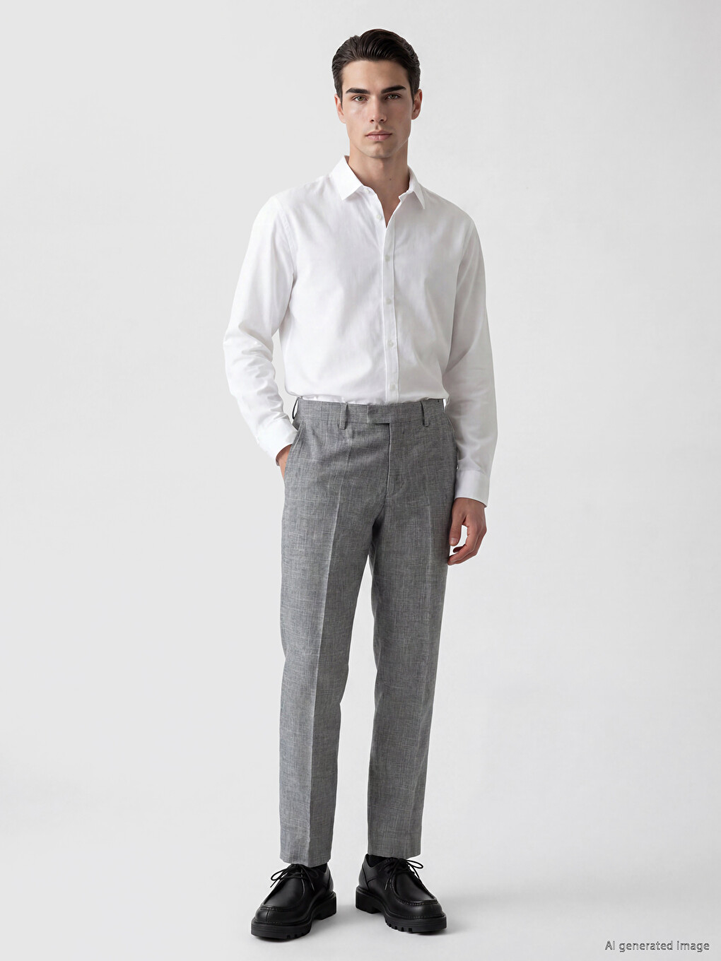 Pantaloni Texturați Plisați Standard Fit Bărbați-1