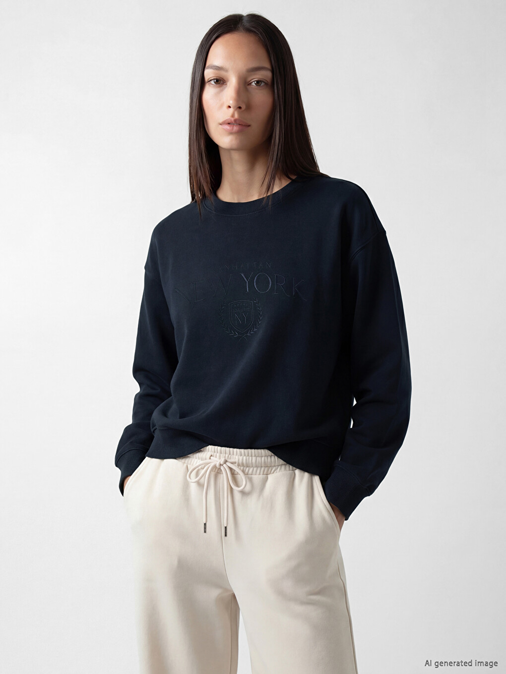 Crew Neck New York Printed Women's Sweatshirt