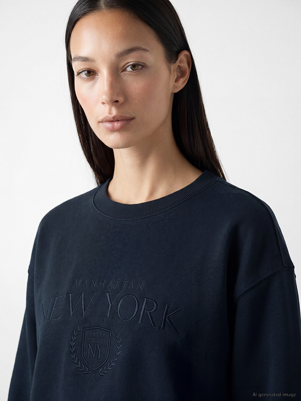 Crew Neck New York Printed Women's Sweatshirt-2