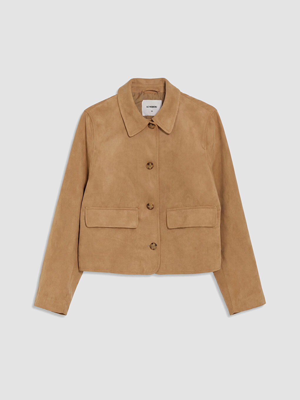 Shirt Collar Suede Look Women's Jacket-5