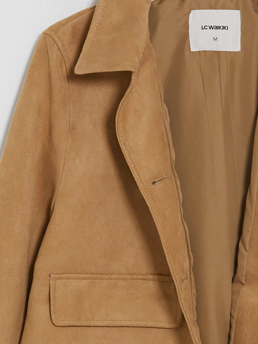 Shirt Collar Suede Look Women's Jacket-7