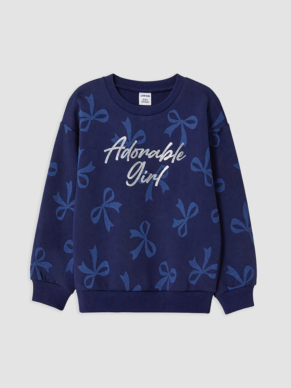 Ekru Baskılı Kız Çocuk Kalın Sweatshirt-3