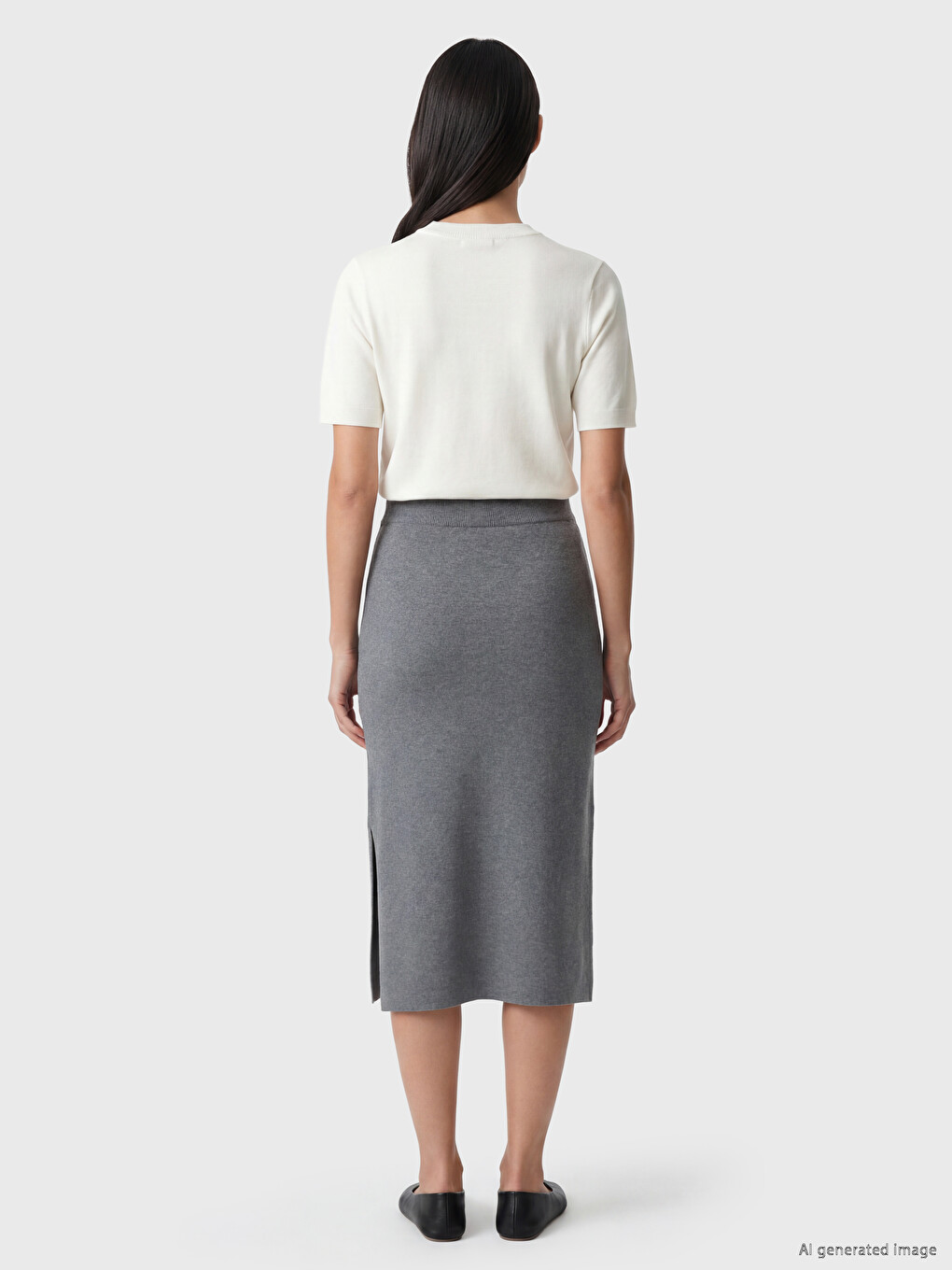 Elastic Waist Knitwear Skirt-3