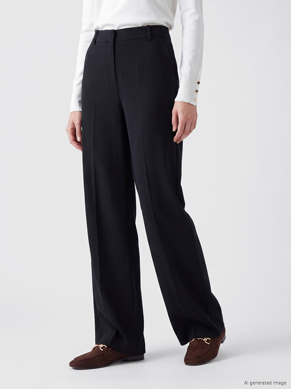 Pantaloni Regular Fit Cu Picior Evazat Pentru Femei-1