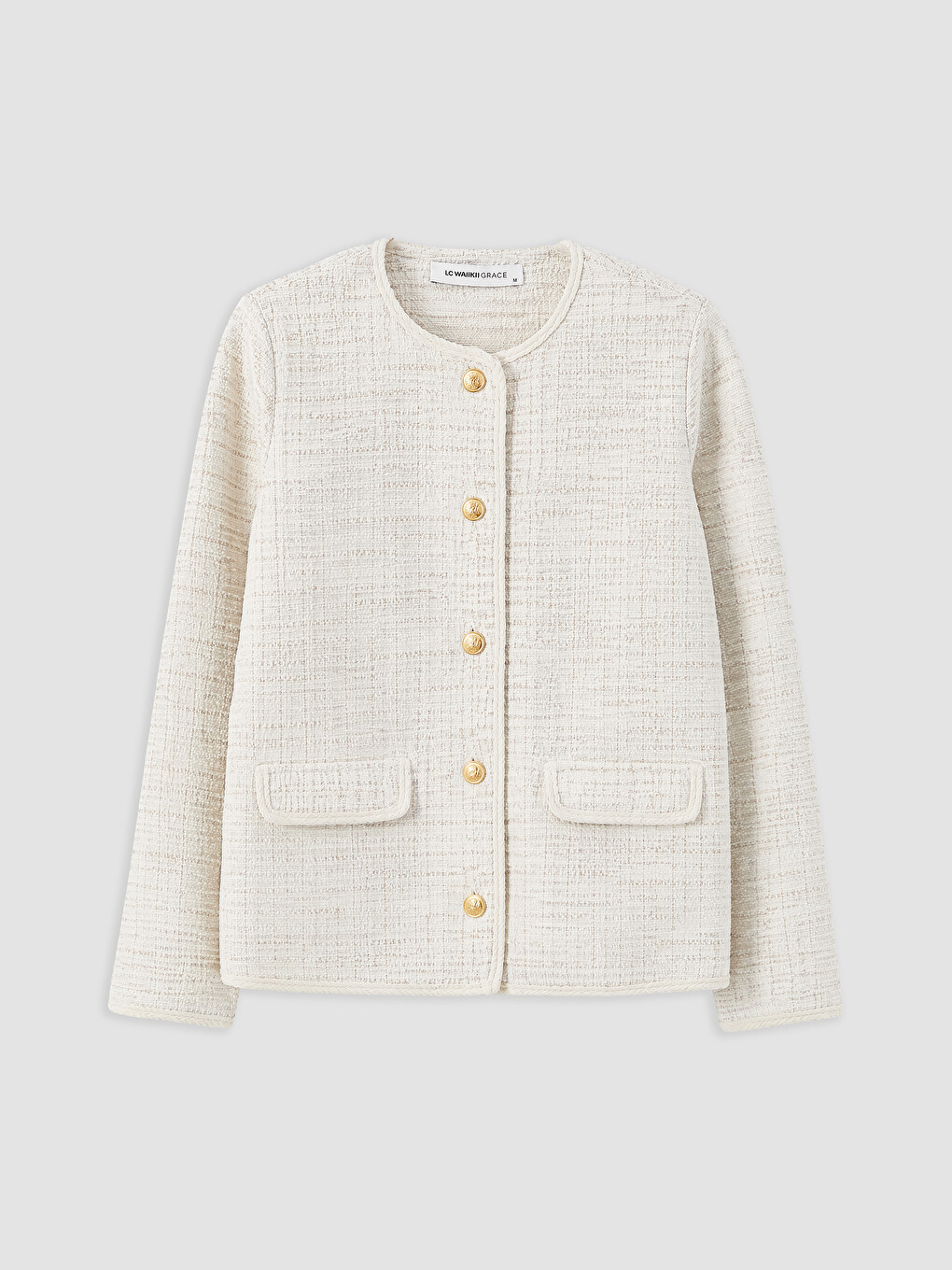 Crew Neck Patterned Women's Cardigan-4
