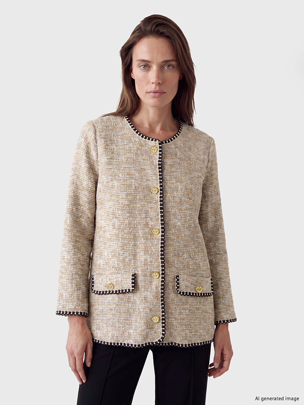 Cardigan Femei Cu Model Cu Guler Rotund