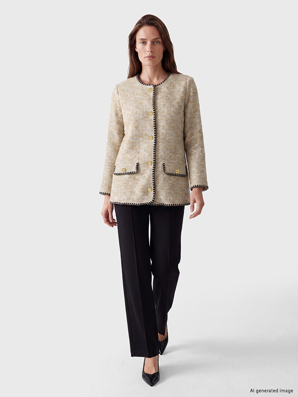 Cardigan Femei Cu Model Cu Guler Rotund-1