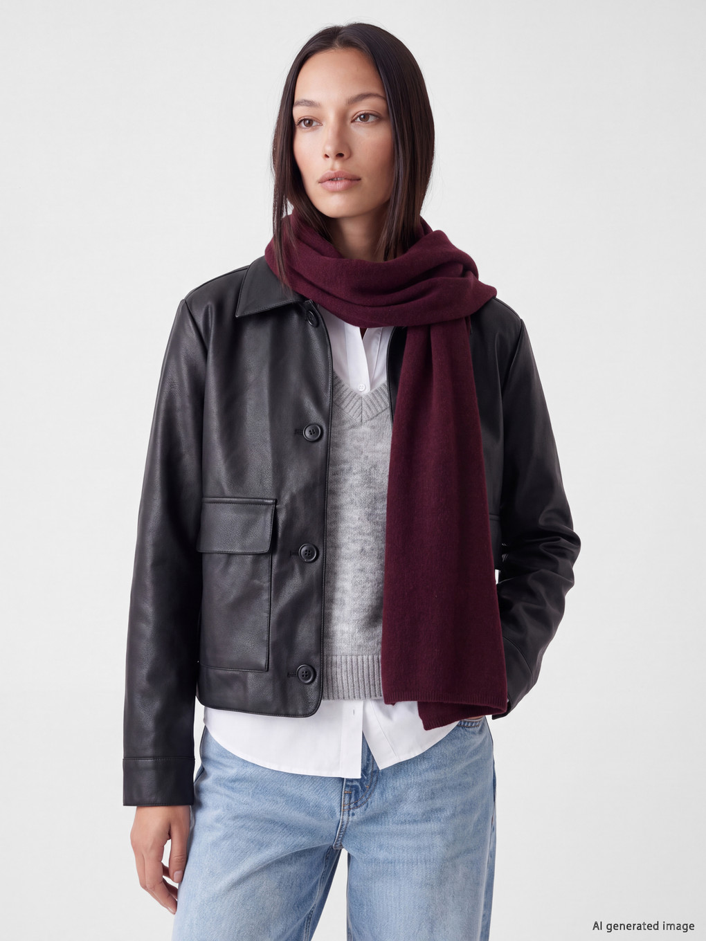 Bordo Basic Kadın Triko Atkı-1