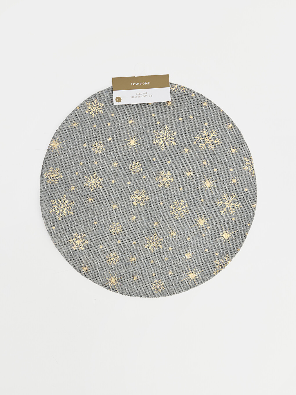 Snow Flake Patterned 2-pack Round Placemat-1