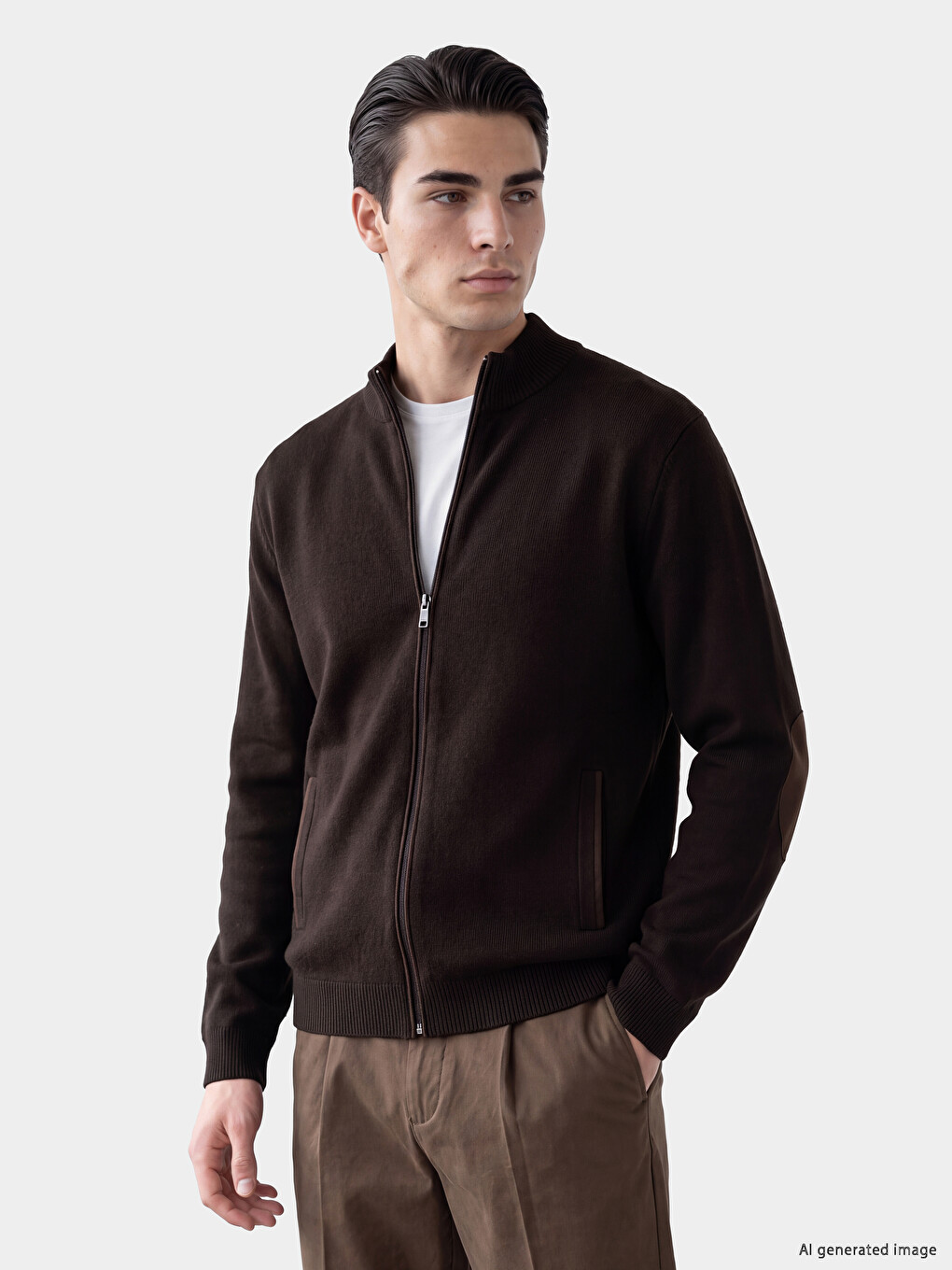 Regular Turtleneck Men's Knitwear Cardigan