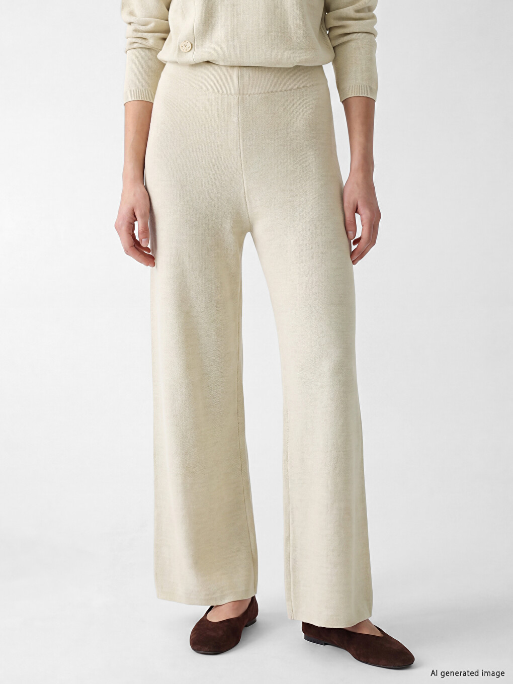 Elastic Waist Women's Knitwear Trousers-1