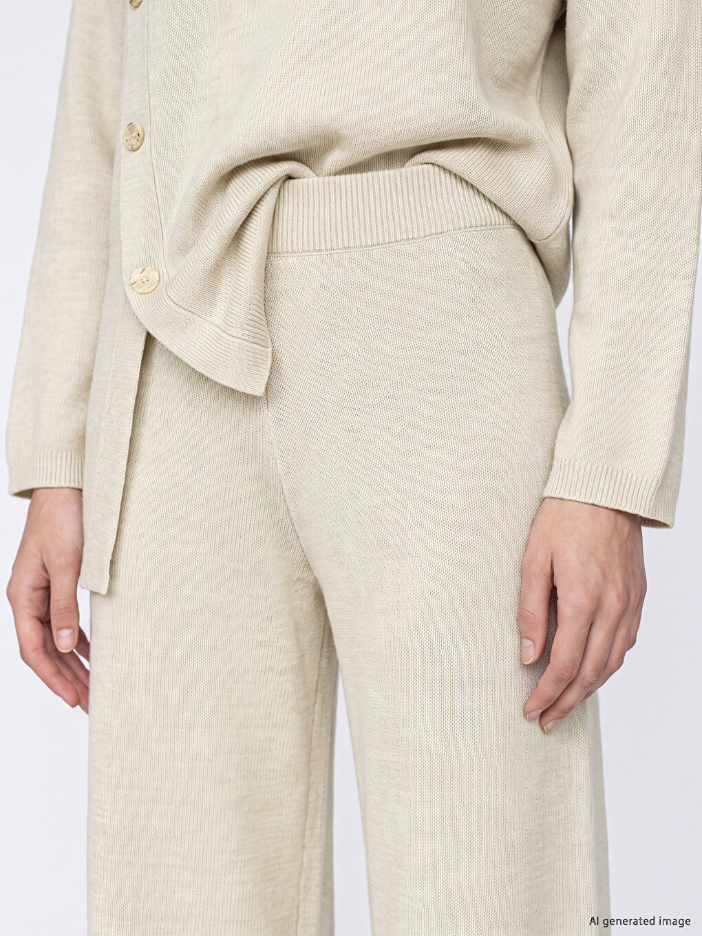 Elastic Waist Women's Knitwear Trousers-2