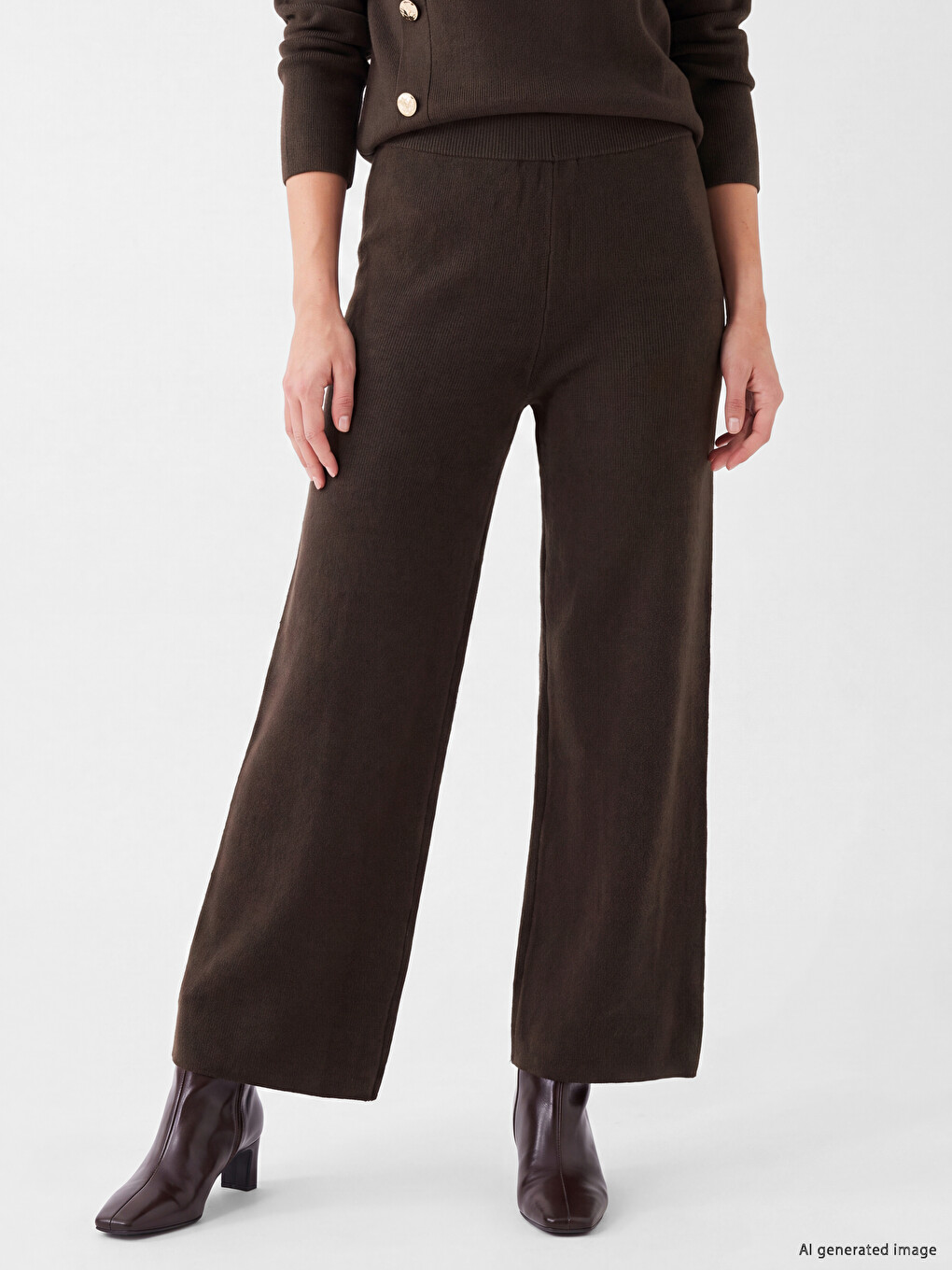 Wide Leg Women's Knitwear Trousers-1