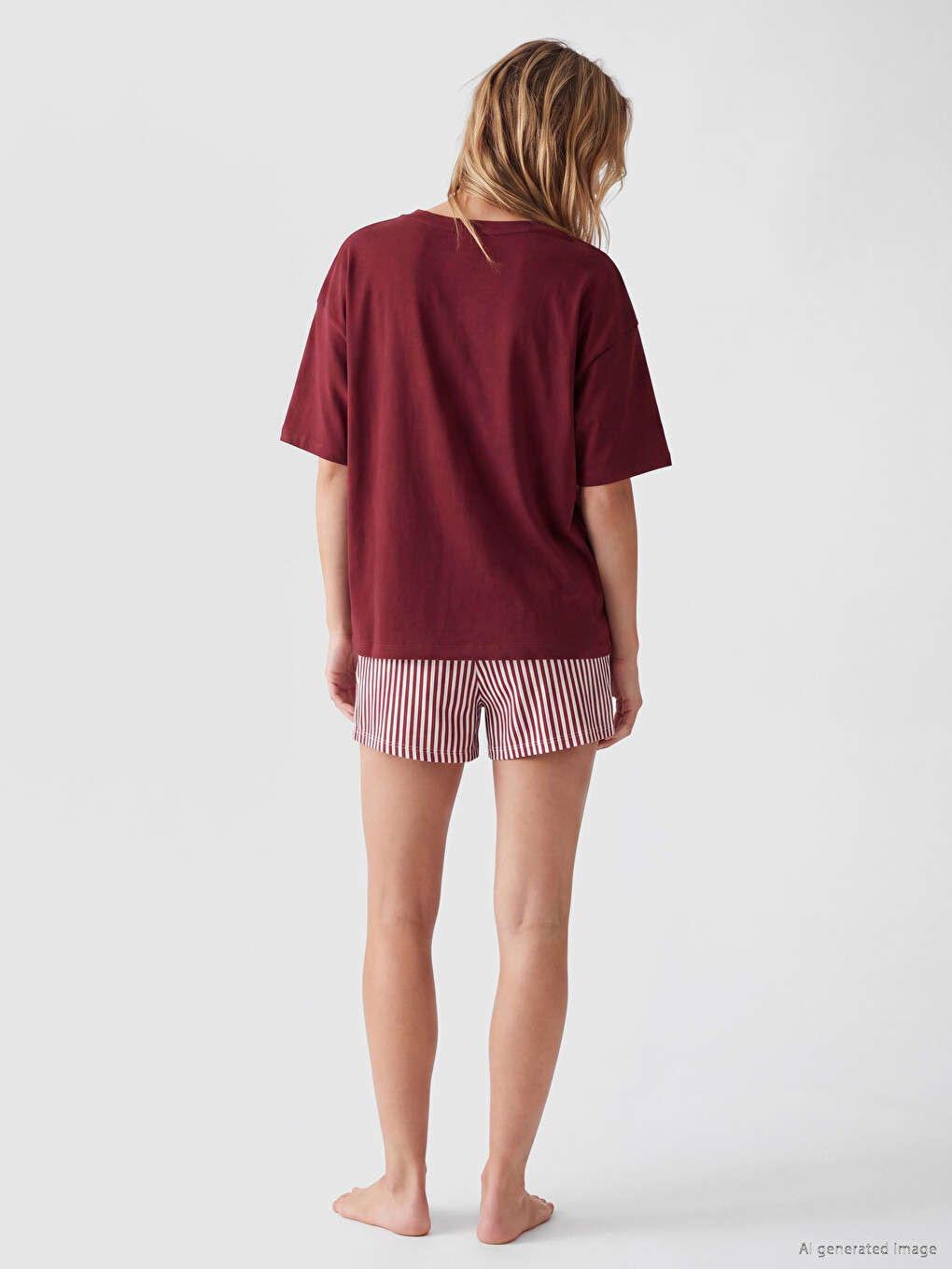 Bordo Harry Potter Baskılı Kadın Şortlu Pijama Takımı-3