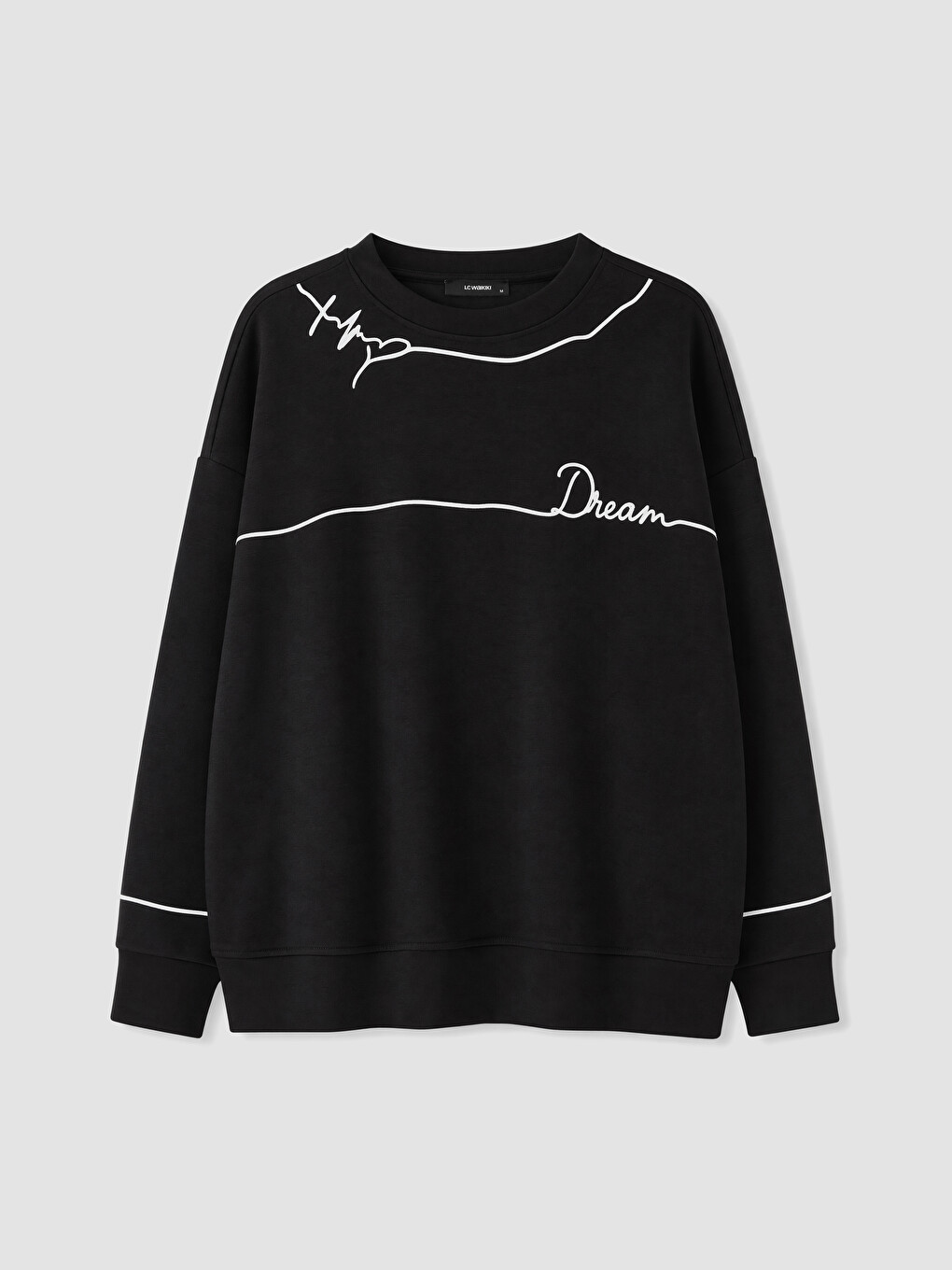 Siyah Baskılı Soft Touch Kadın Sweatshirt-4