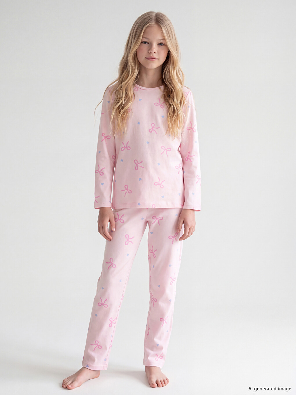 Crew Neck Girls' Pyjamas Set