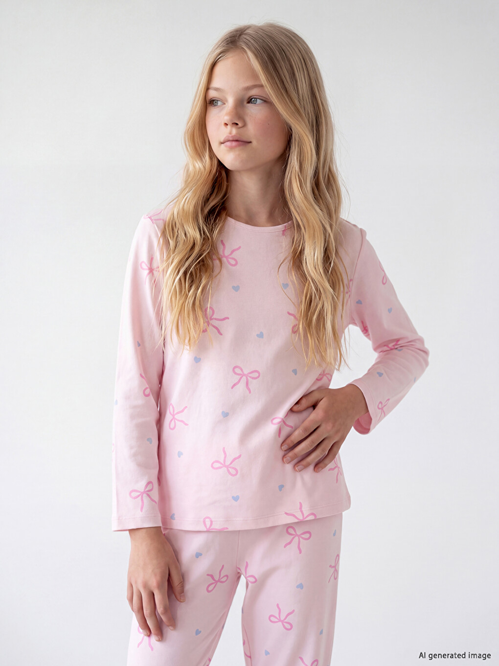 Crew Neck Girls' Pyjamas Set-1