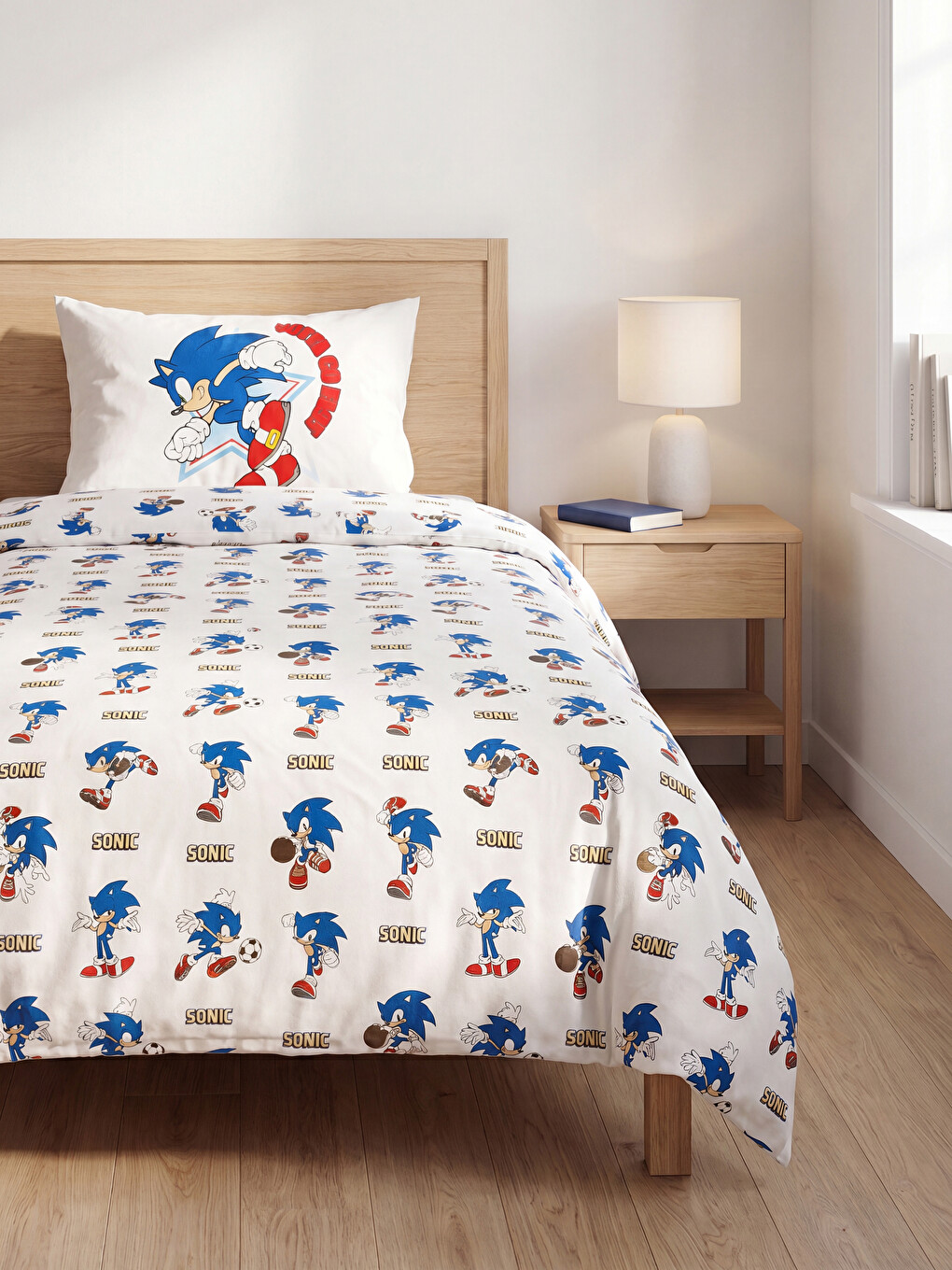 Set Mbulesash Jorgani Pambuku Me Print Sonic Për Fëmijë-1