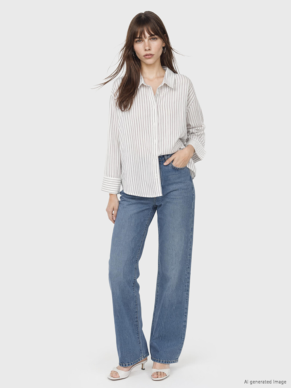 Striped Oversize Women's Shirt-1