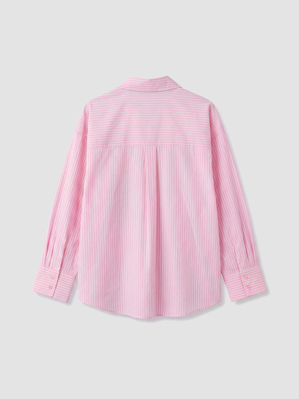 Çizgili Oversize Poplin Kadın Gömlek-5
