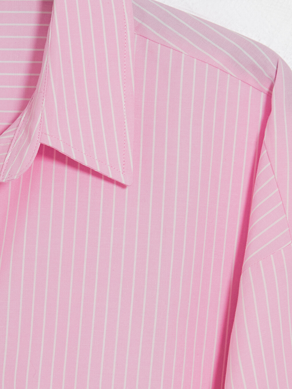 Çizgili Oversize Poplin Kadın Gömlek-6