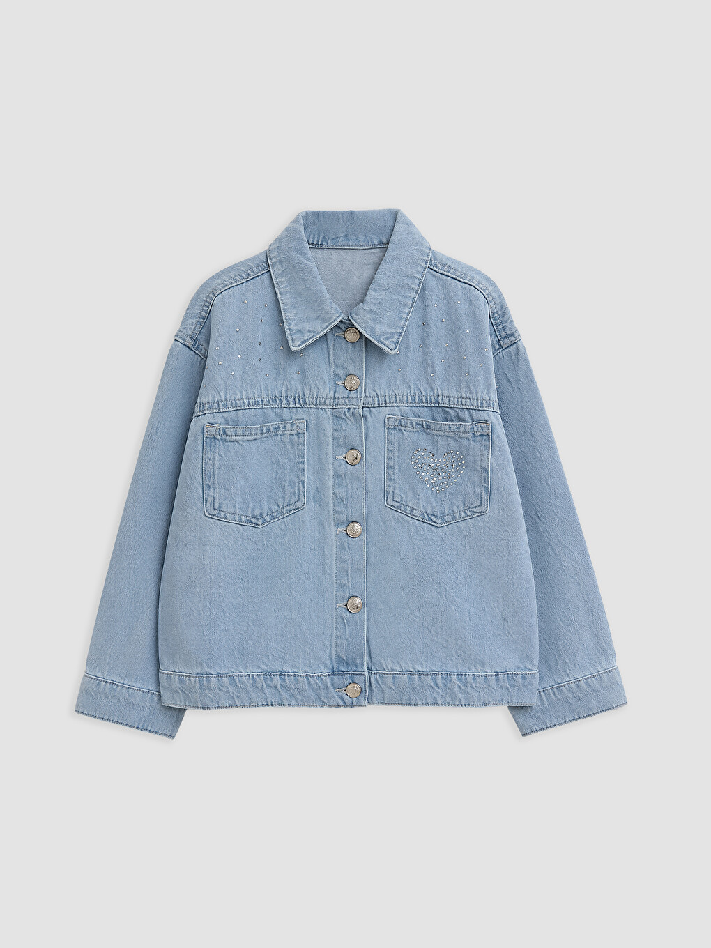 Rhinestone Embellished Girls' Jean Jacket