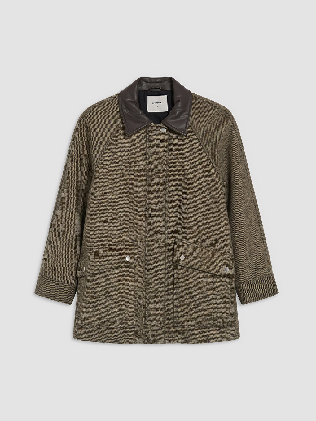 Leather Collar Wool Blended Women's Cachet Coat-5