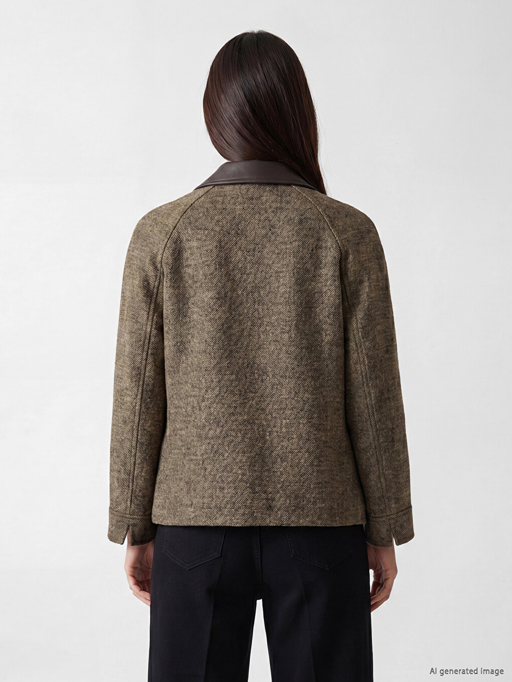 Leather Collar Wool Blended Women's Cachet Coat-4