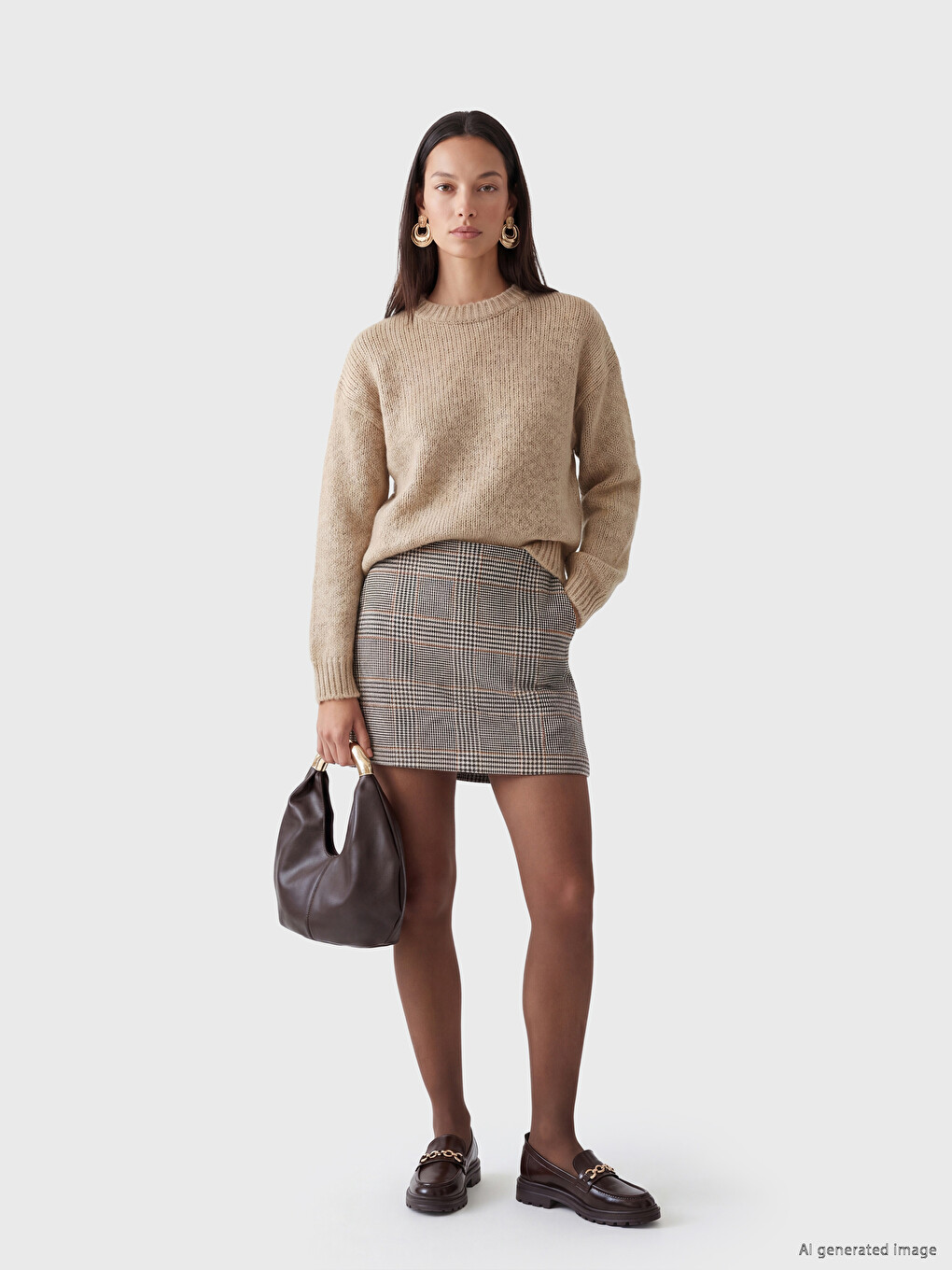 Woman Brown Skirt