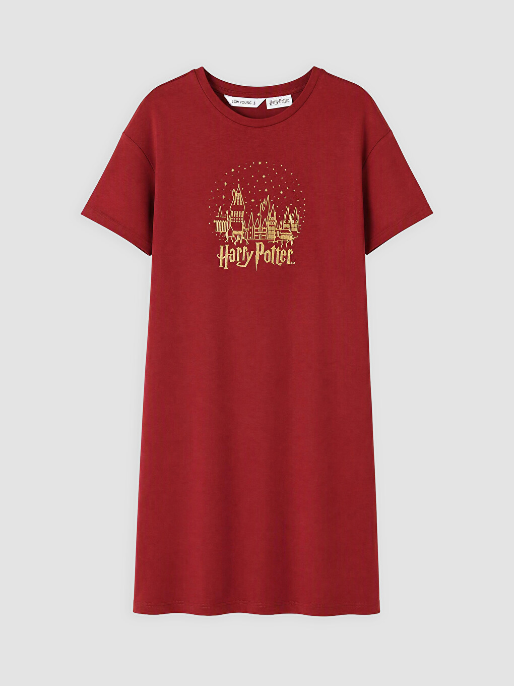 Bordo Harry Potter Baskılı Kadın Gecelik