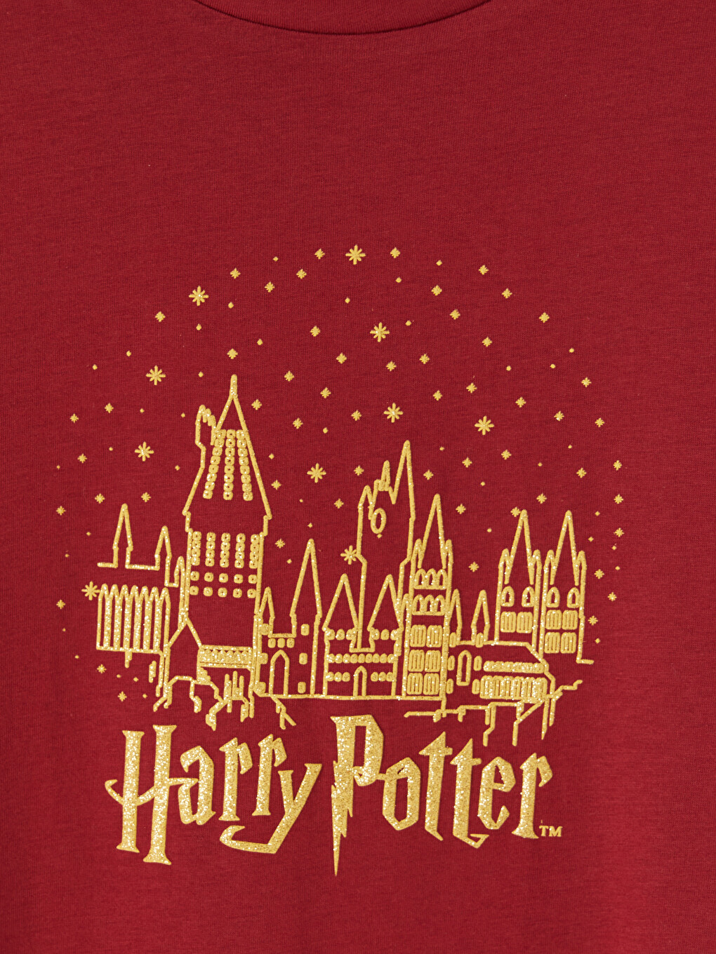 Bordo Harry Potter Baskılı Kadın Gecelik-2
