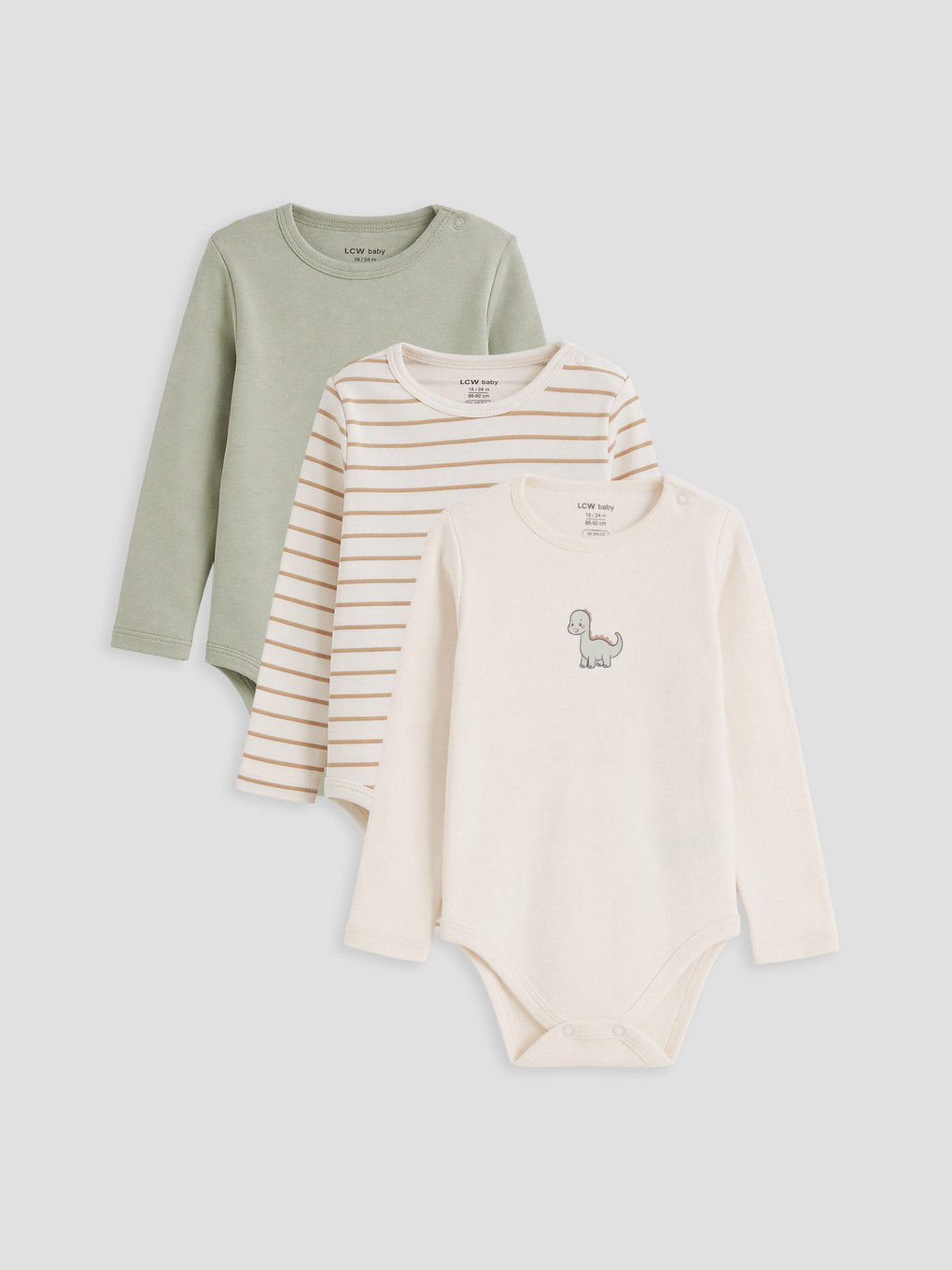  Crew Neck Printed Baby Boys' 3-piece Snap-fastened Bodysuit