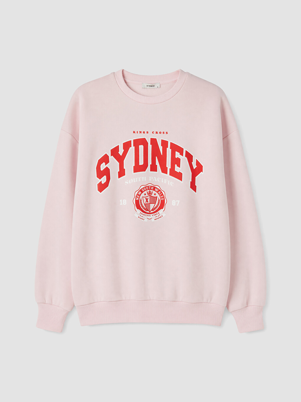 Pembe Sydney Baskılı Oversize Kadın Kalın Sweatshirt-4