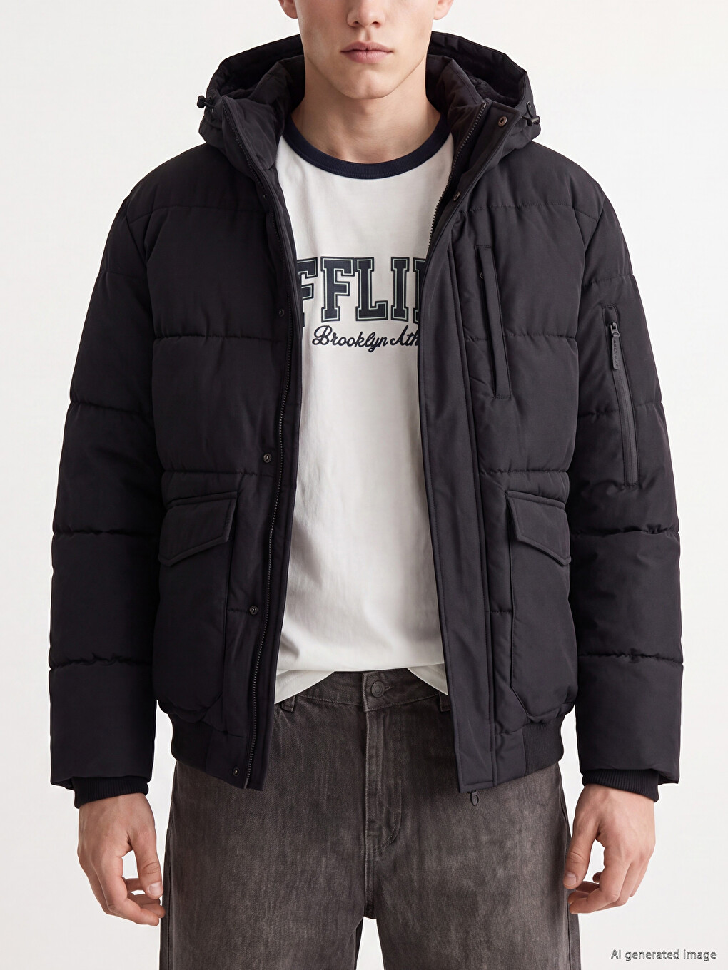 Regular Fit Hooded Men's Puffer Coat-2