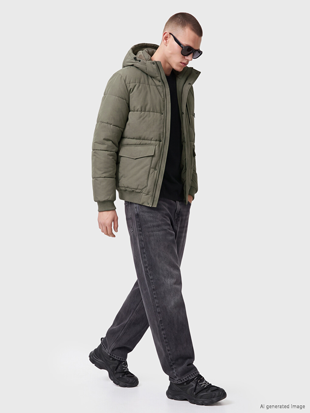 Regular Fit Hooded Men's Puffer Coat-1
