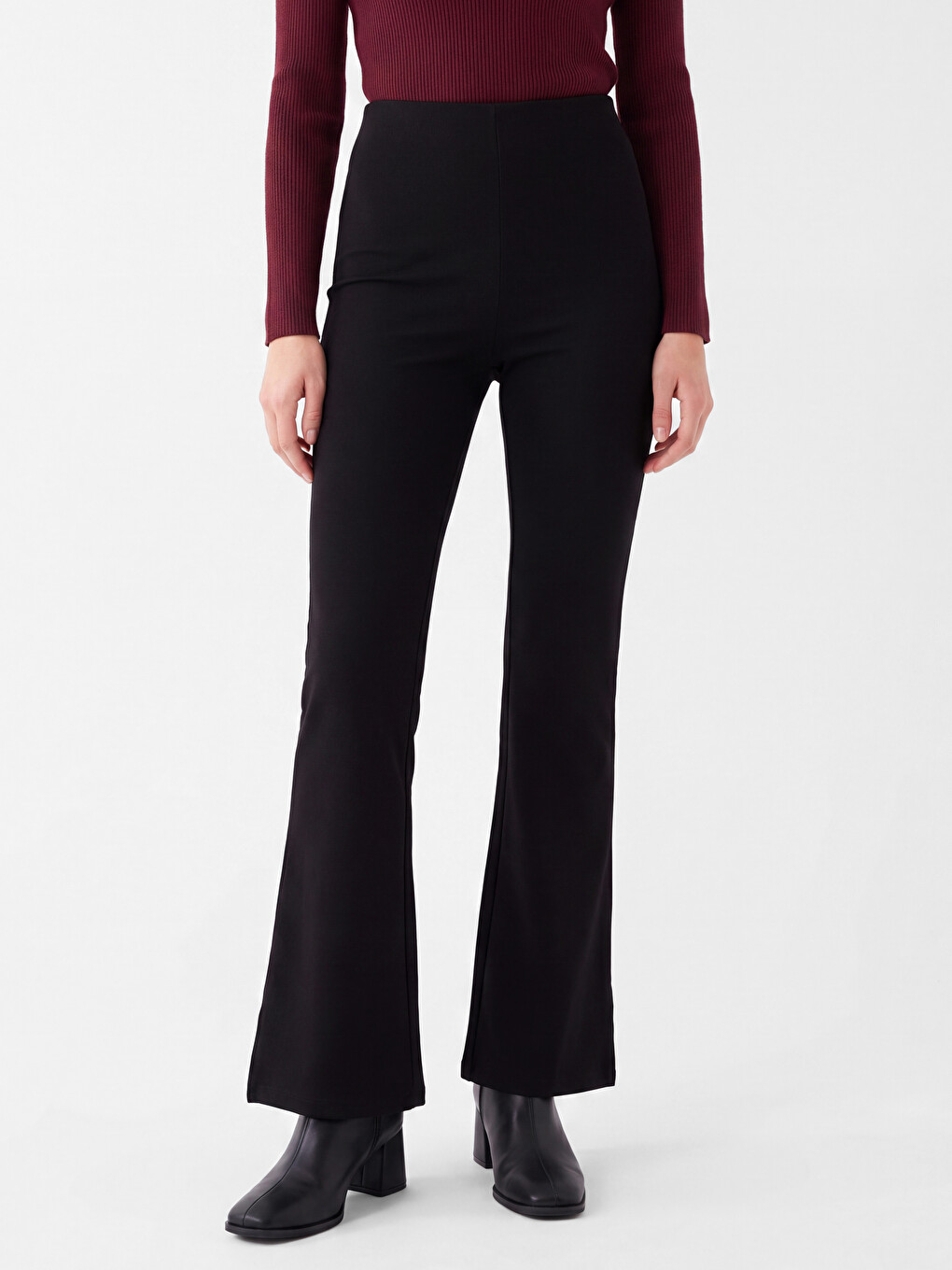 Elastic Waist Flare Women's Trousers-1