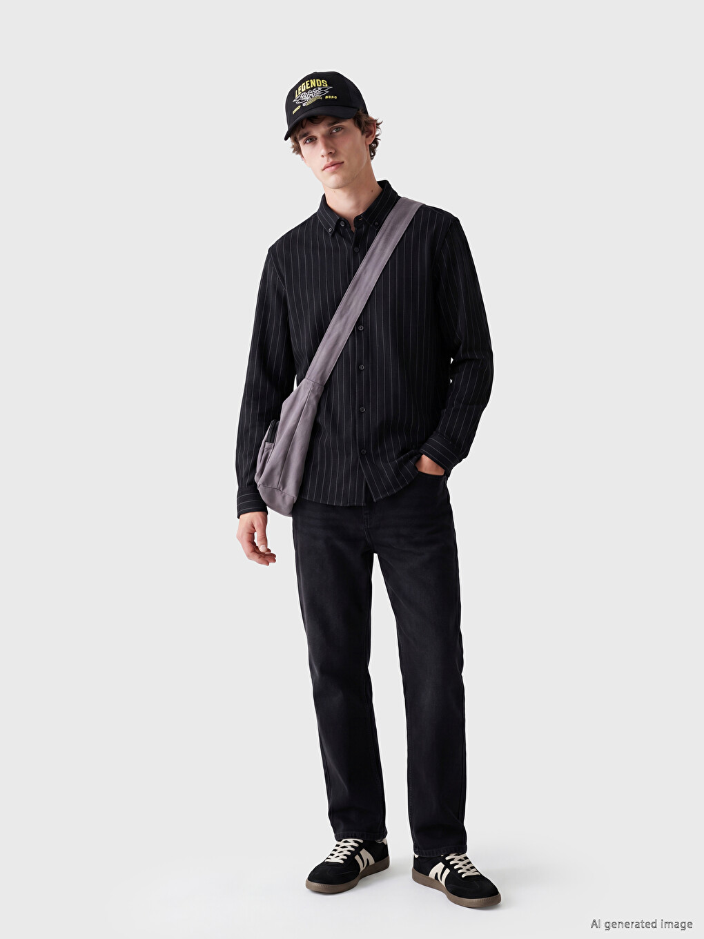 Siyah 745 Baggy Fit Erkek Jean Pantolon-1