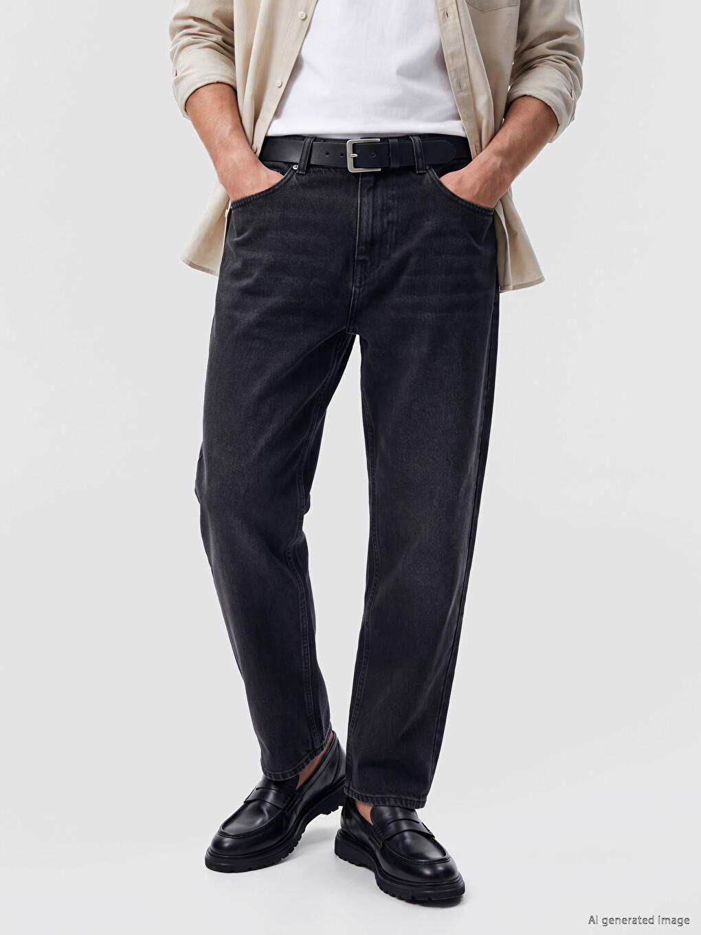 Siyah Super Baggy Fit Erkek Jean Pantolon