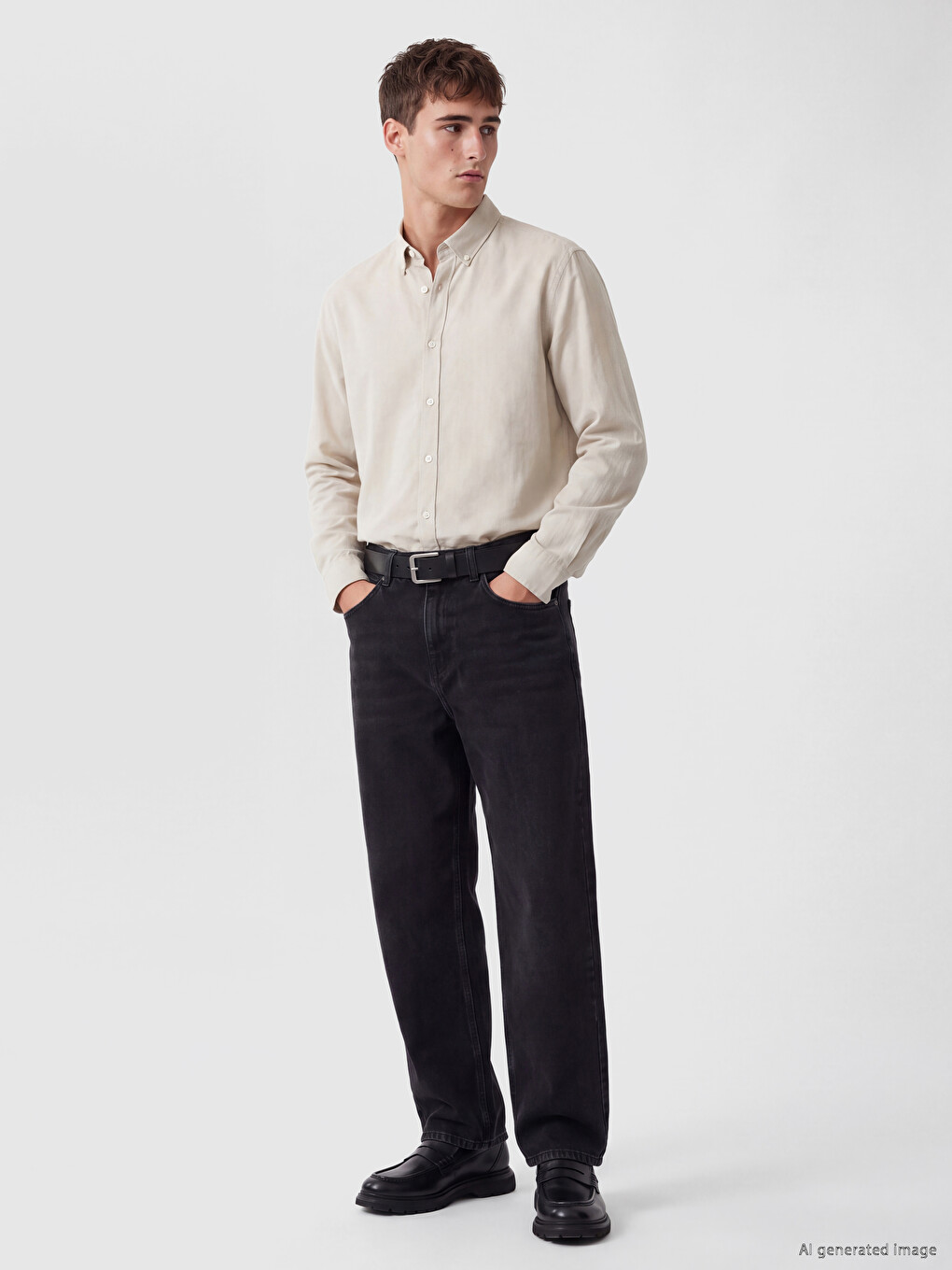Siyah Super Baggy Fit Erkek Jean Pantolon-1