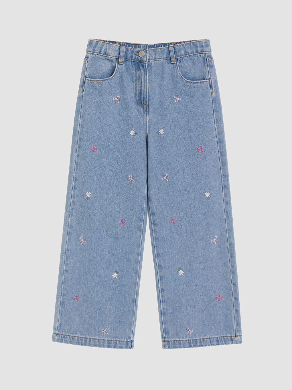 Regular Fit Embroidered Girls' Jeans