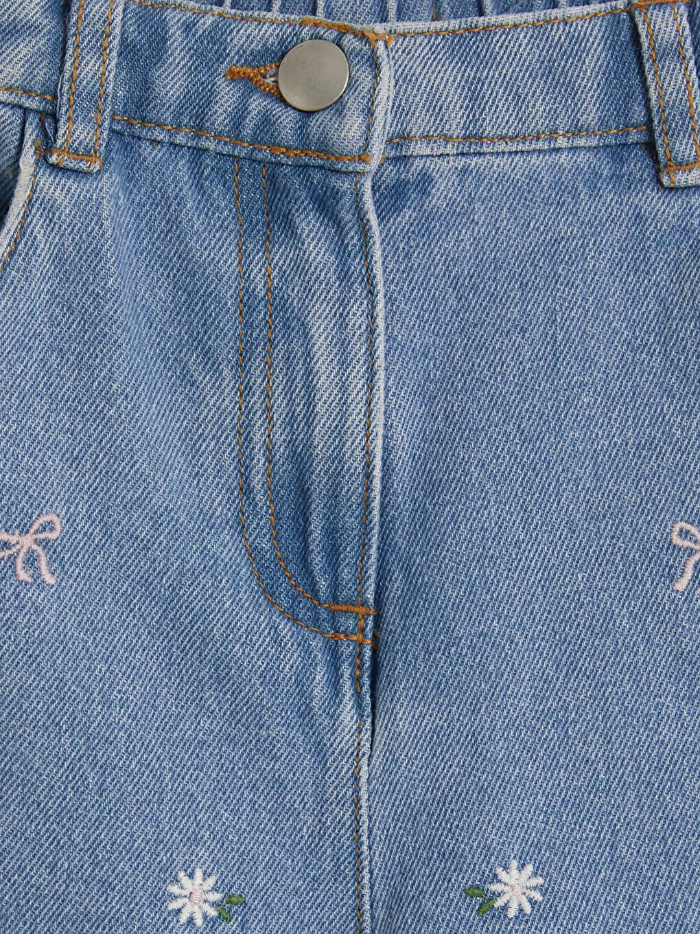 Regular Fit Embroidered Girls' Jeans-2