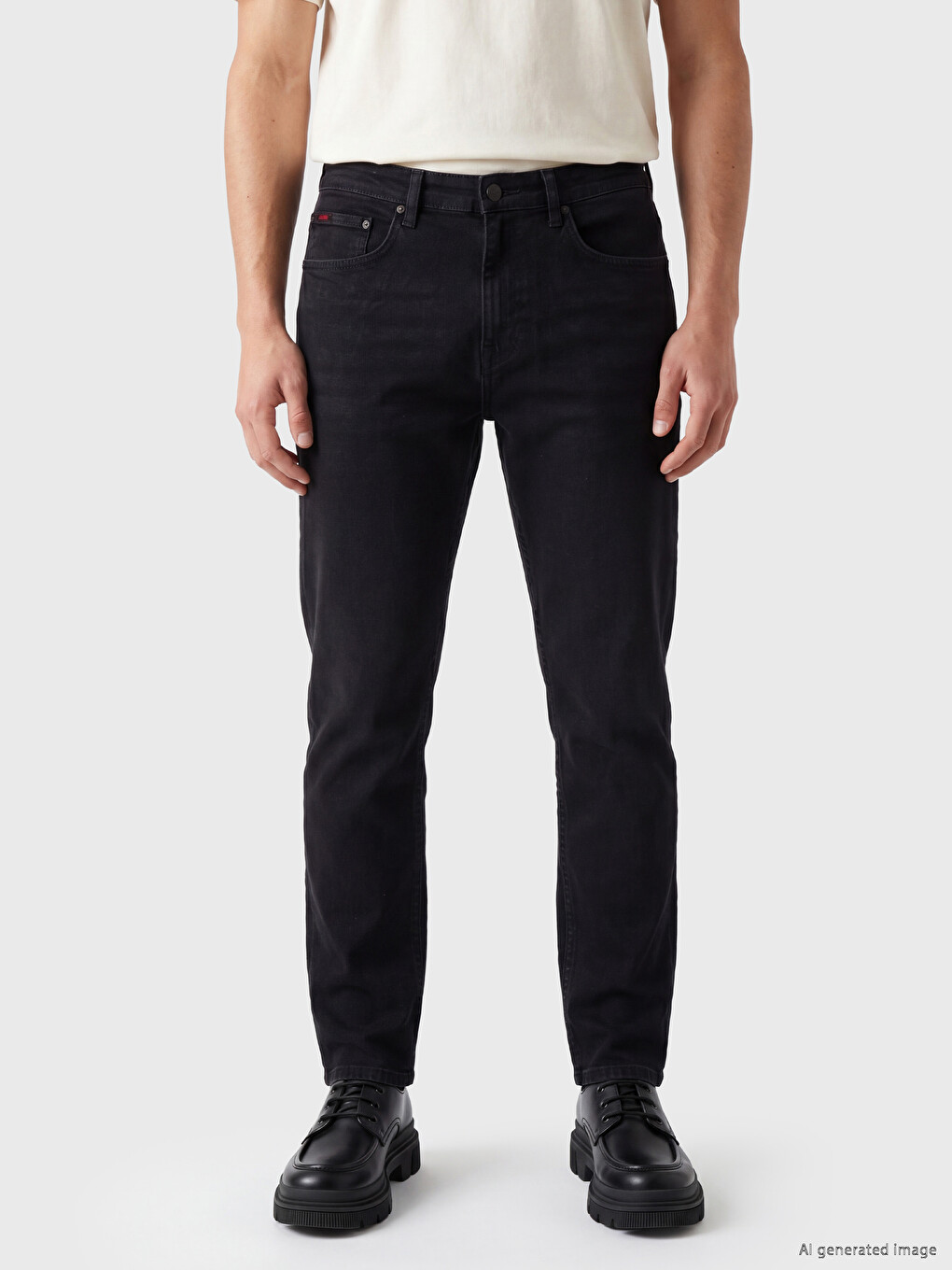 Siyah 710 Loose Fit Erkek Jean Pantolon-1
