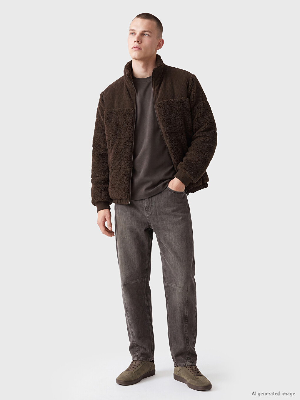 Regular Fit Mock Neck Men's Puffer Coat-1