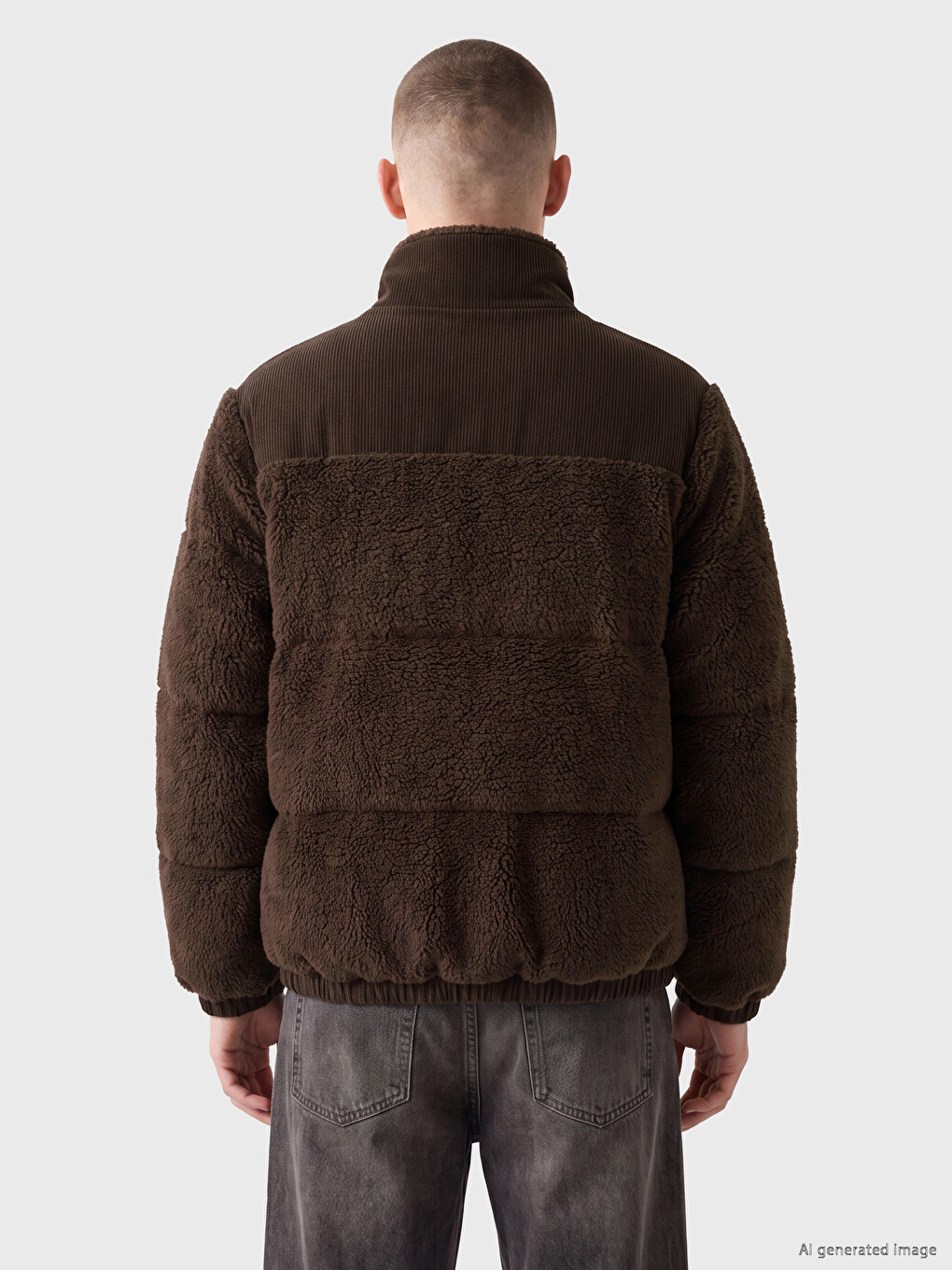 Regular Fit Mock Neck Men's Puffer Coat-4