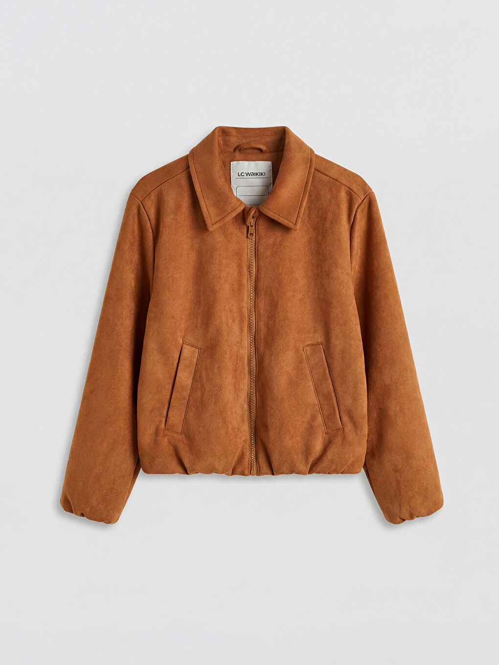 Bej Gömlek Yaka Kız Çocuk Süet Mont