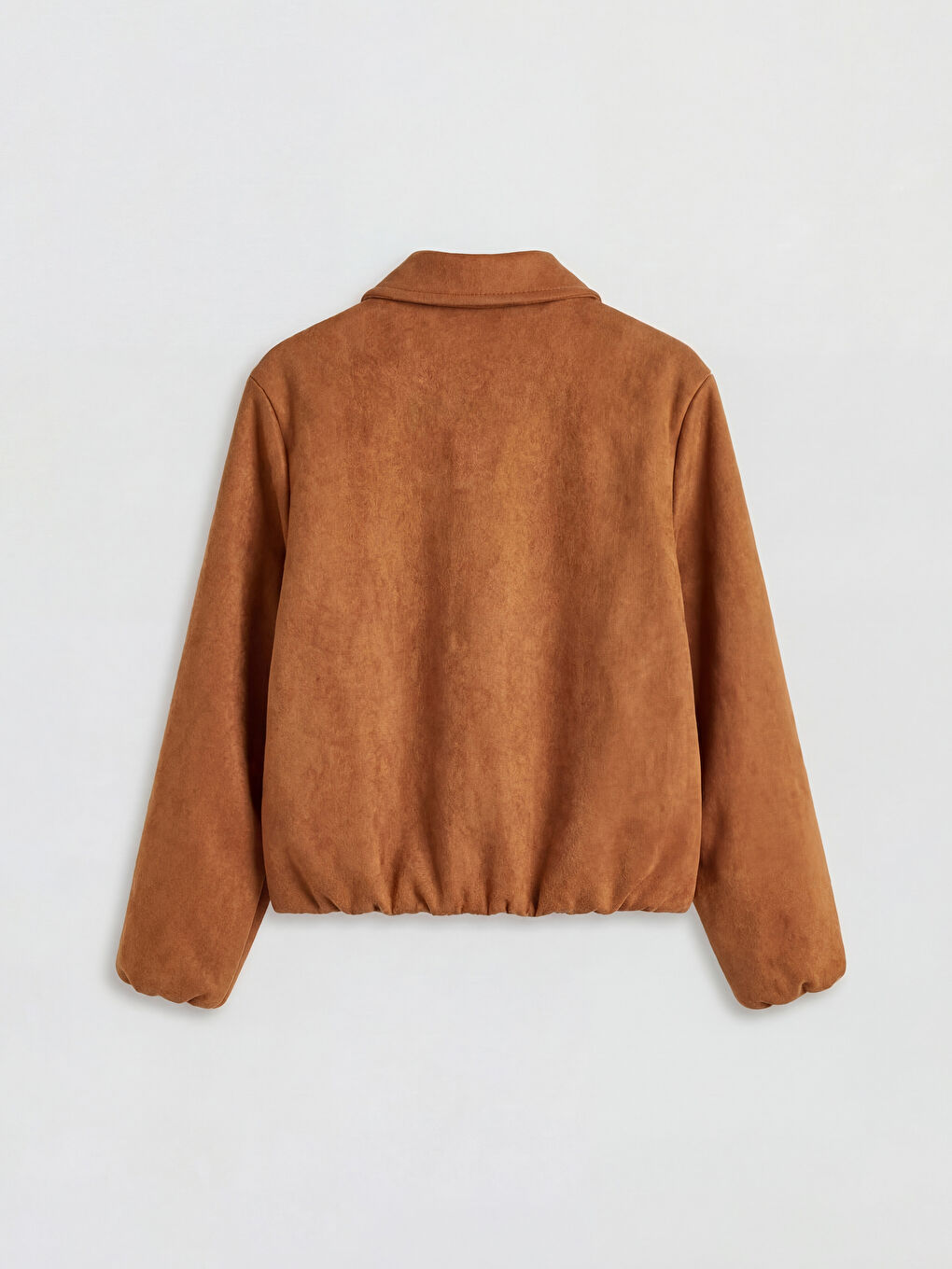 Bej Gömlek Yaka Kız Çocuk Süet Mont-1