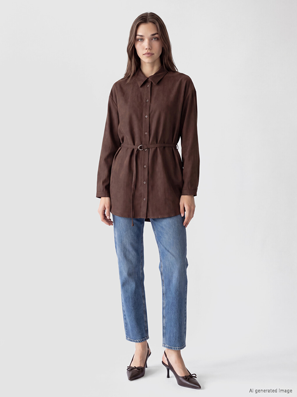 Suede Women's Shirt Tunic-1