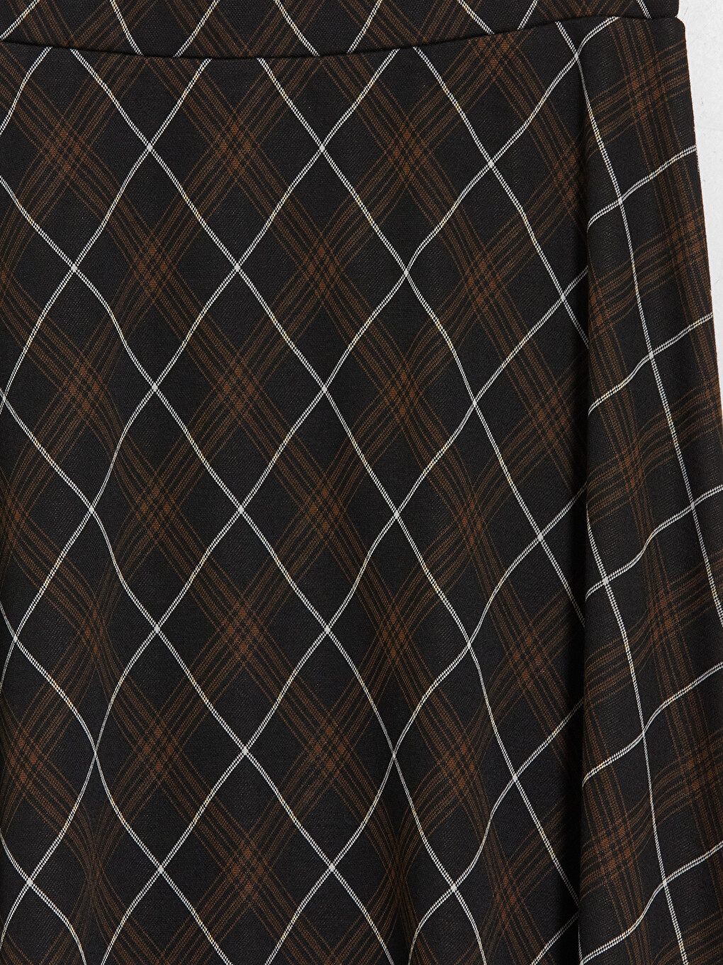Plaid Patterned Elastic Waist A Form Women's Skirt-6