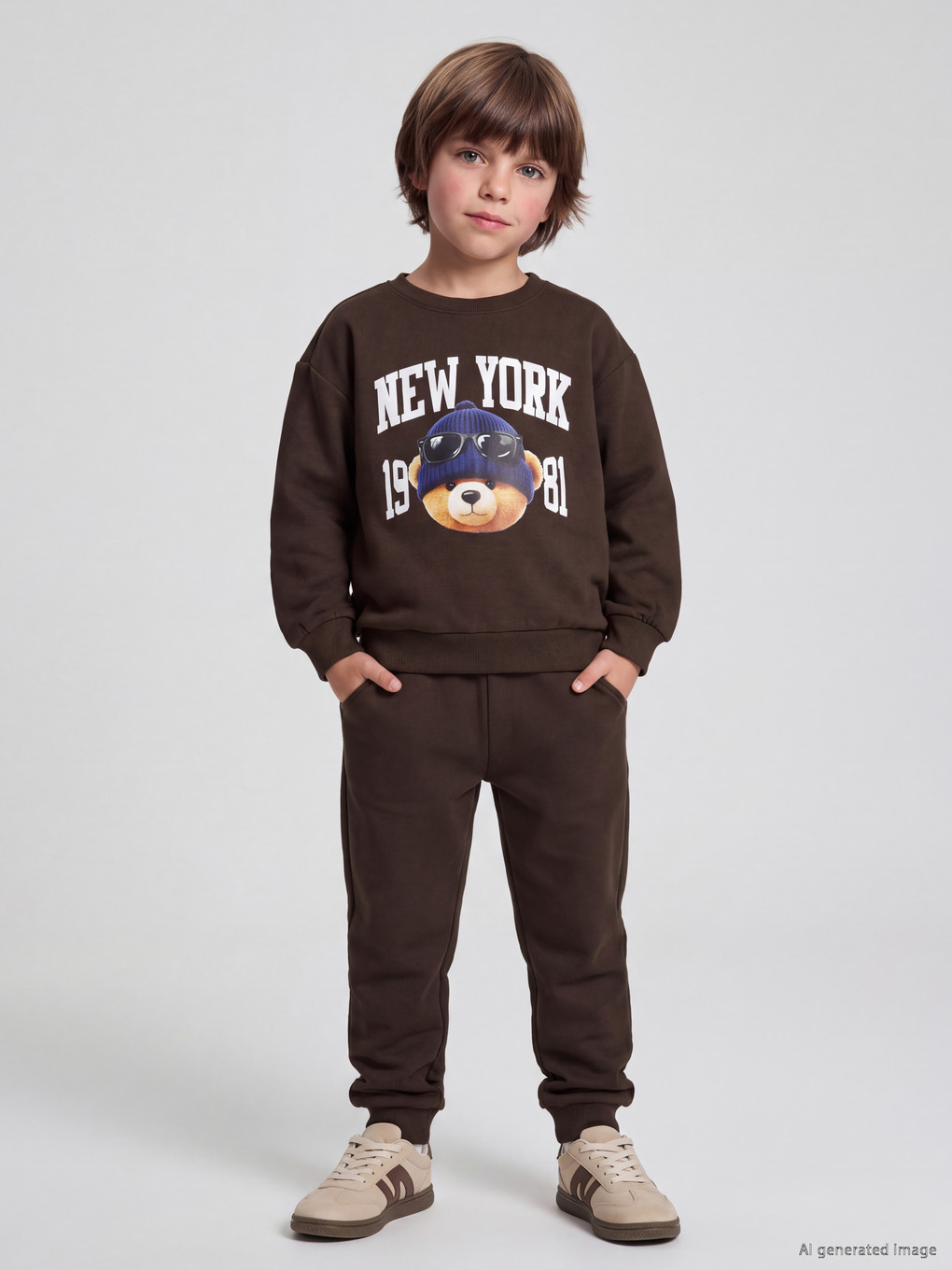  Printed Boys' Thick Tracksuit Set