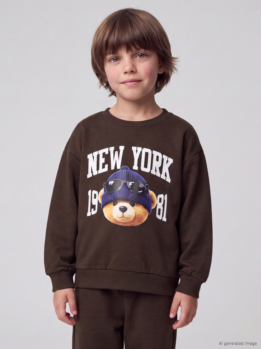 Printed Boys' Thick Tracksuit Set-1